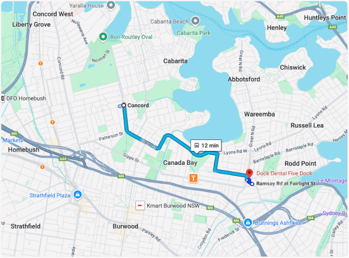 Bus route from Abbotsford to Dentist